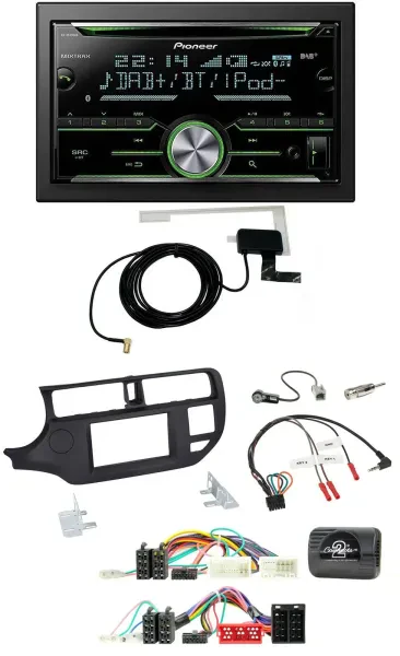 Pioneer CD USB Lenkrad Bluetooth 2DIN DAB Autoradio für Kia Rio UB 11-15 schwarz