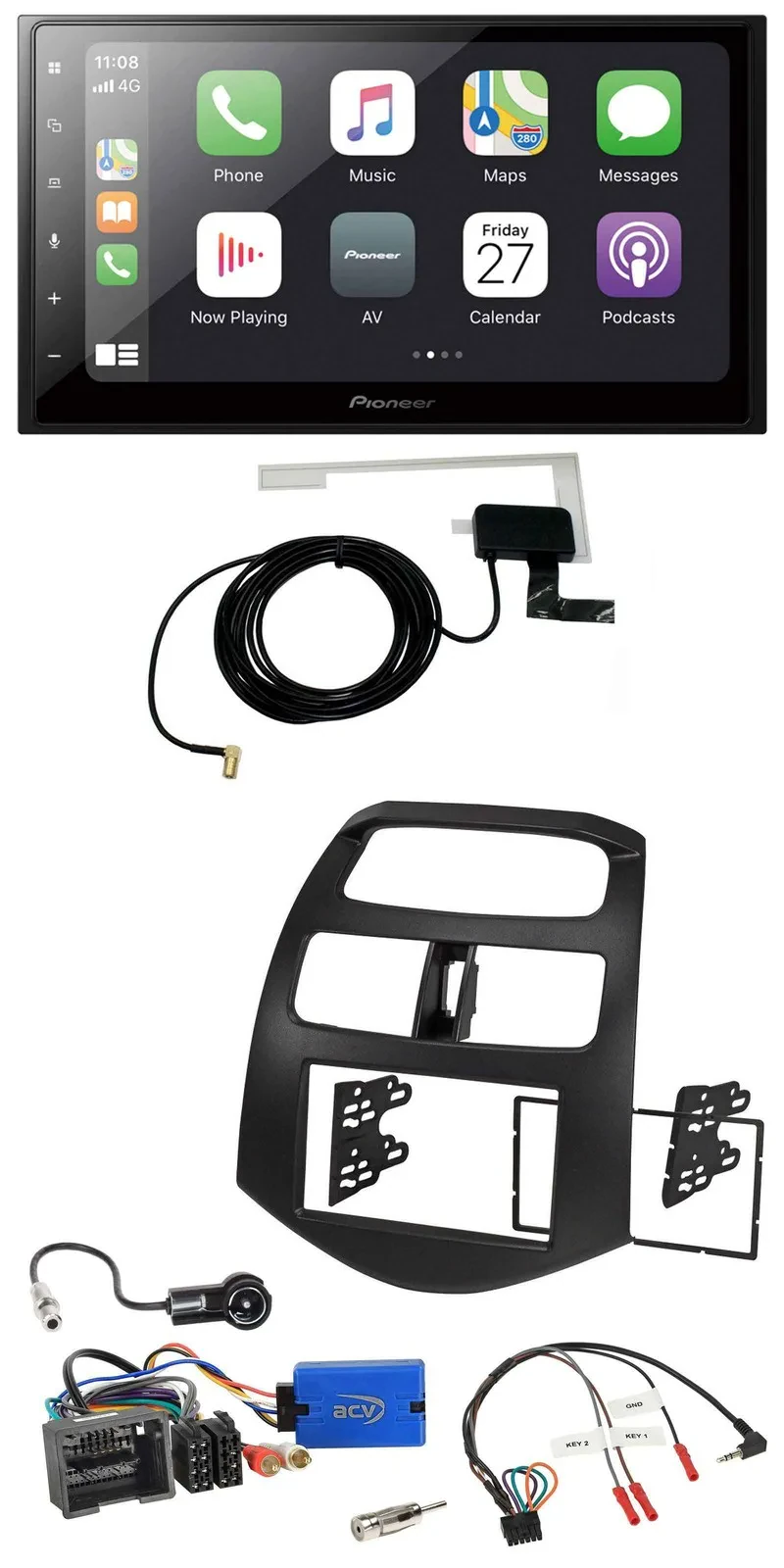 Pioneer USB Lenkrad 2DIN Bluetooth DAB Autoradio für Chevrolet Spark 2013-2015