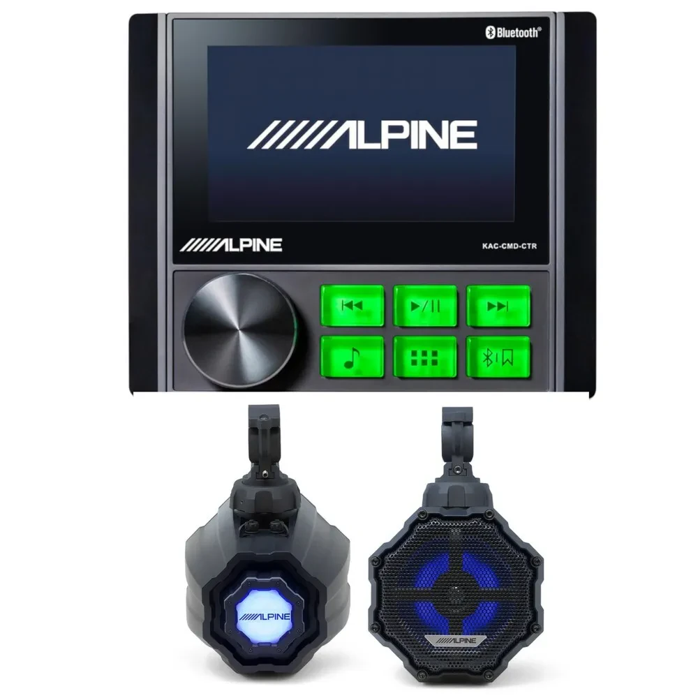 Alpine KAC-CMD-CTR  Audio Receiver with Universal Marine Speaker Pods – Pair