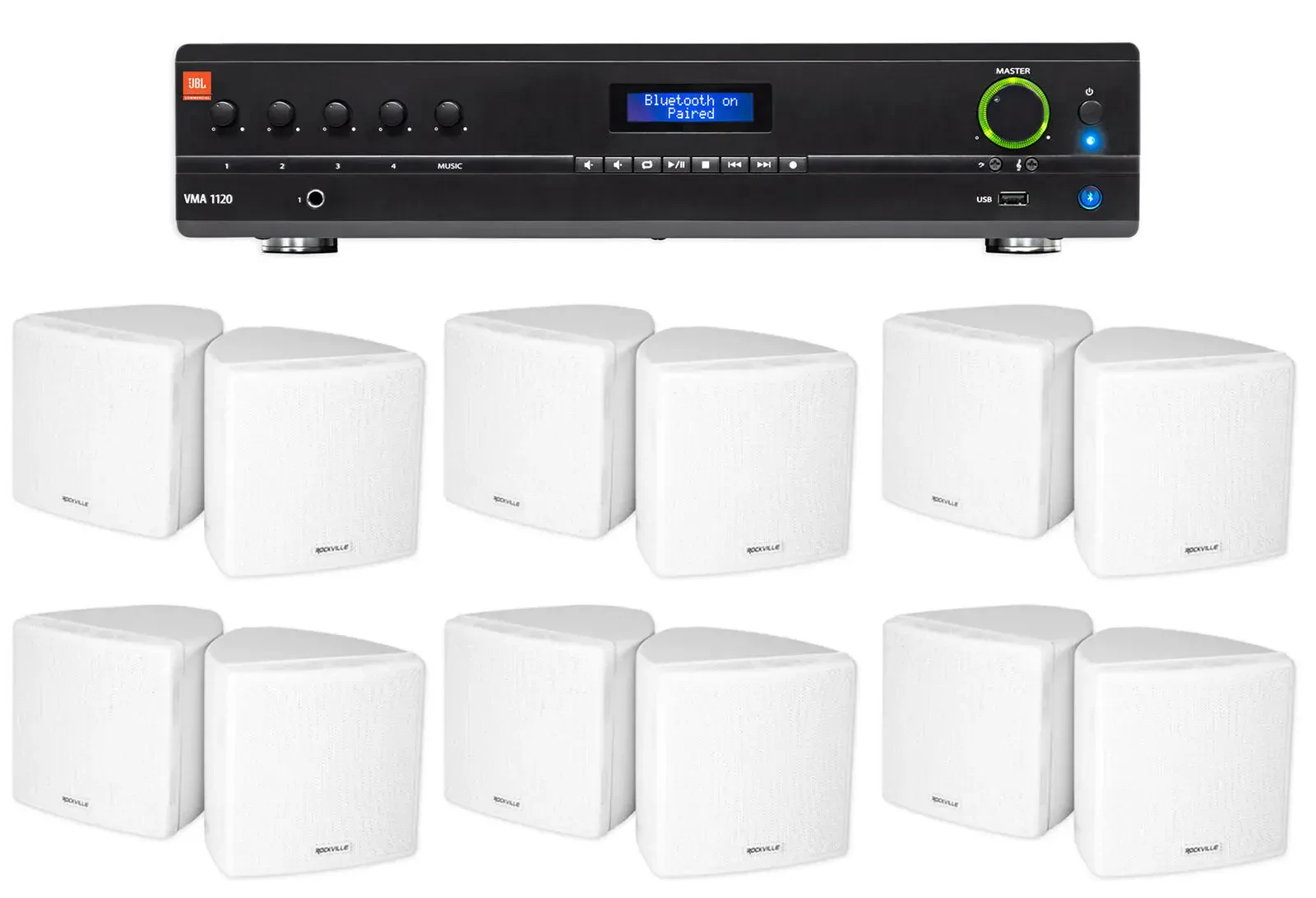 Настенная акустика JBL Cube 70v White с усилителем (12 штук)