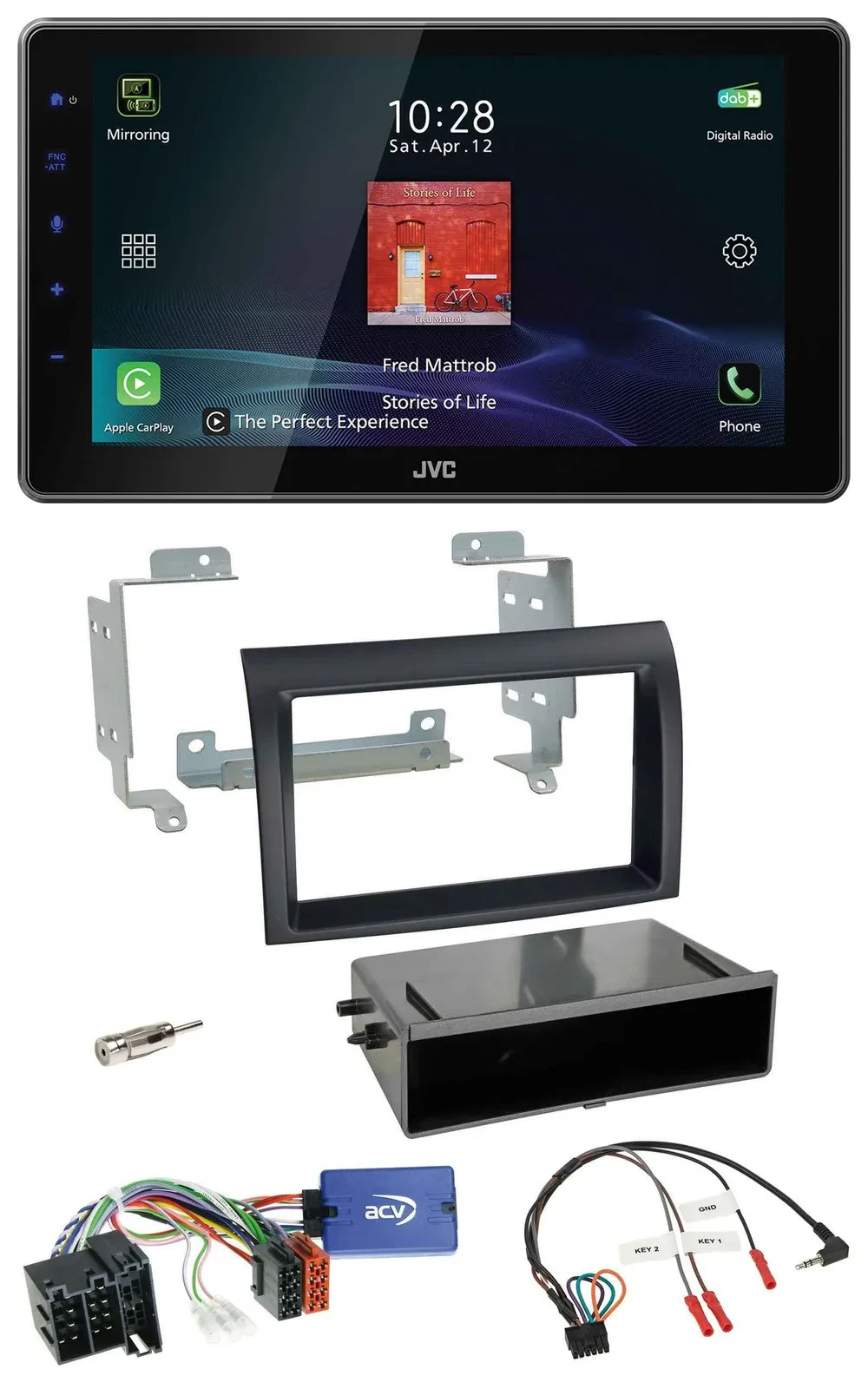 JVC DAB Lenkrad Bluetooth USB Autoradio für Fiat Ducato 08-11 schwarz Profi