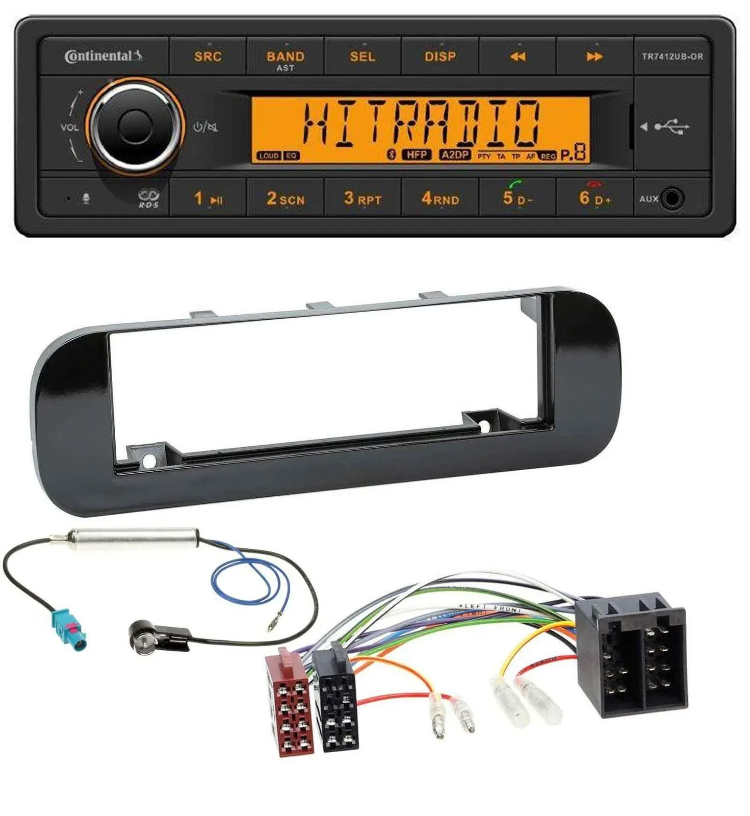 Continental MP3 Bluetooth AUX USB Autoradio für Fiat Panda (ab 2012) - glänzend