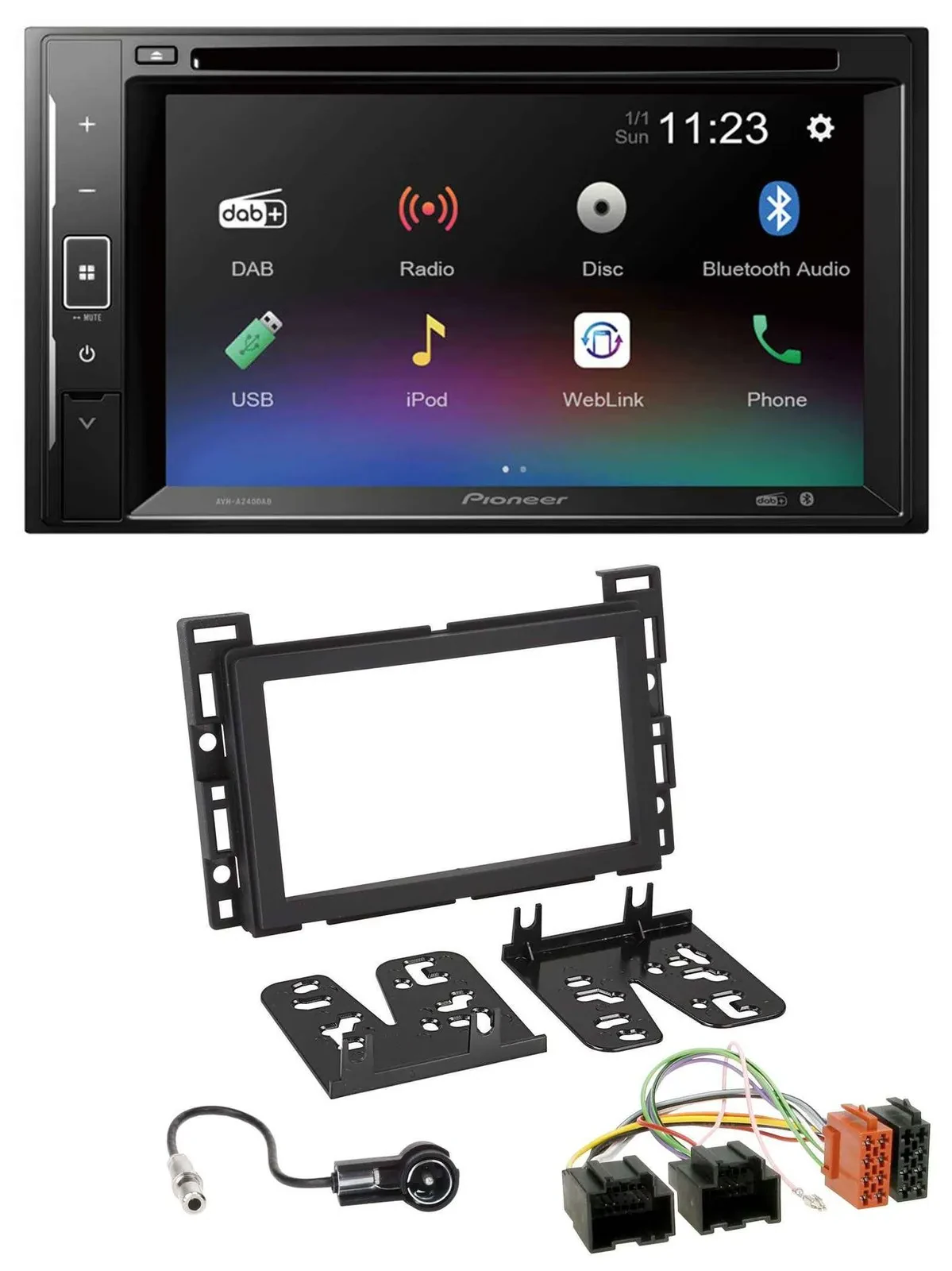 Автомагнитола для Chevrolet Opel GT (2007–2009) Pioneer 2DIN, Bluetooth, USB, MP3, DAB, DVD
