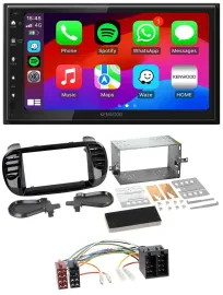 Автомагнитола для Fiat 500 (до 2012) Kenwood 2DIN, MP3, USB, DAB, Bluetooth, чёрный, глянцевый