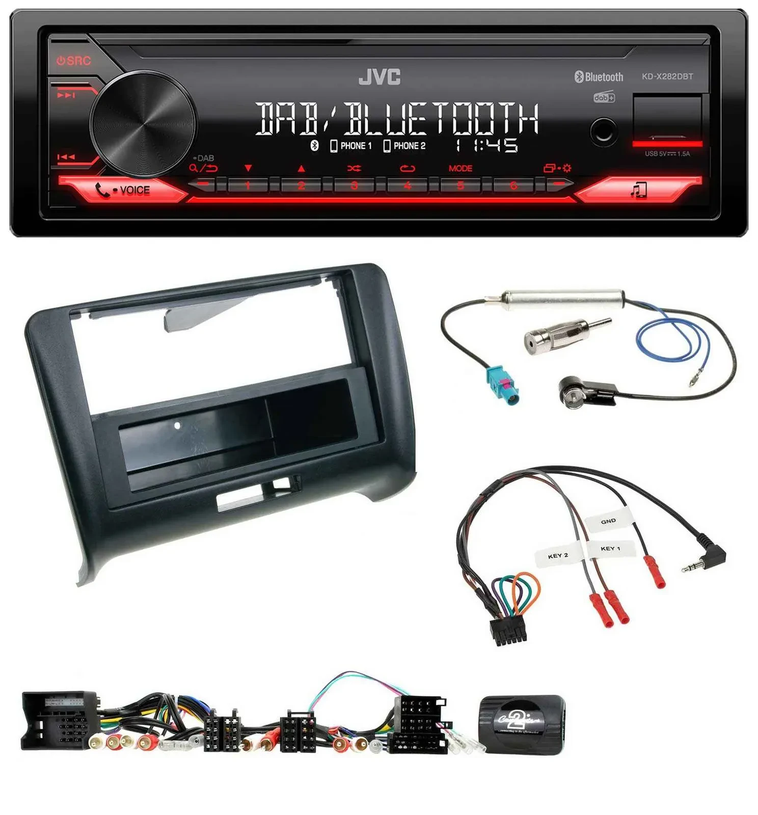 JVC Bluetooth USB DAB Lenkrad Autoradio für Audi TT (2006-2014)