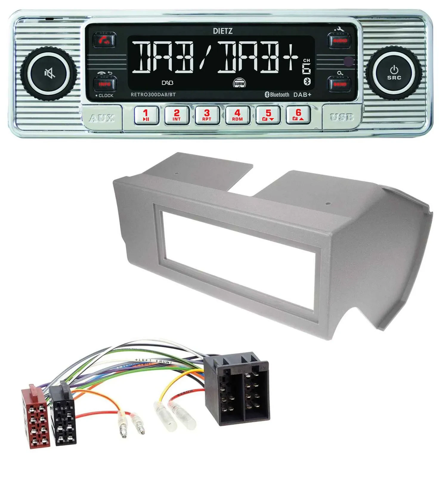 Dietz Bluetooth MP3 DAB USB Autoradio für Fiat Panda (bis 2002) - grau
