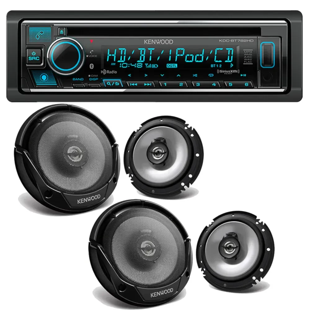 Автомагнитола Kenwood KDC-BT782HD 1-DIN, CD, Bluetooth + (4) 6.5" коаксиальные динамики (набор, 4 шт.)