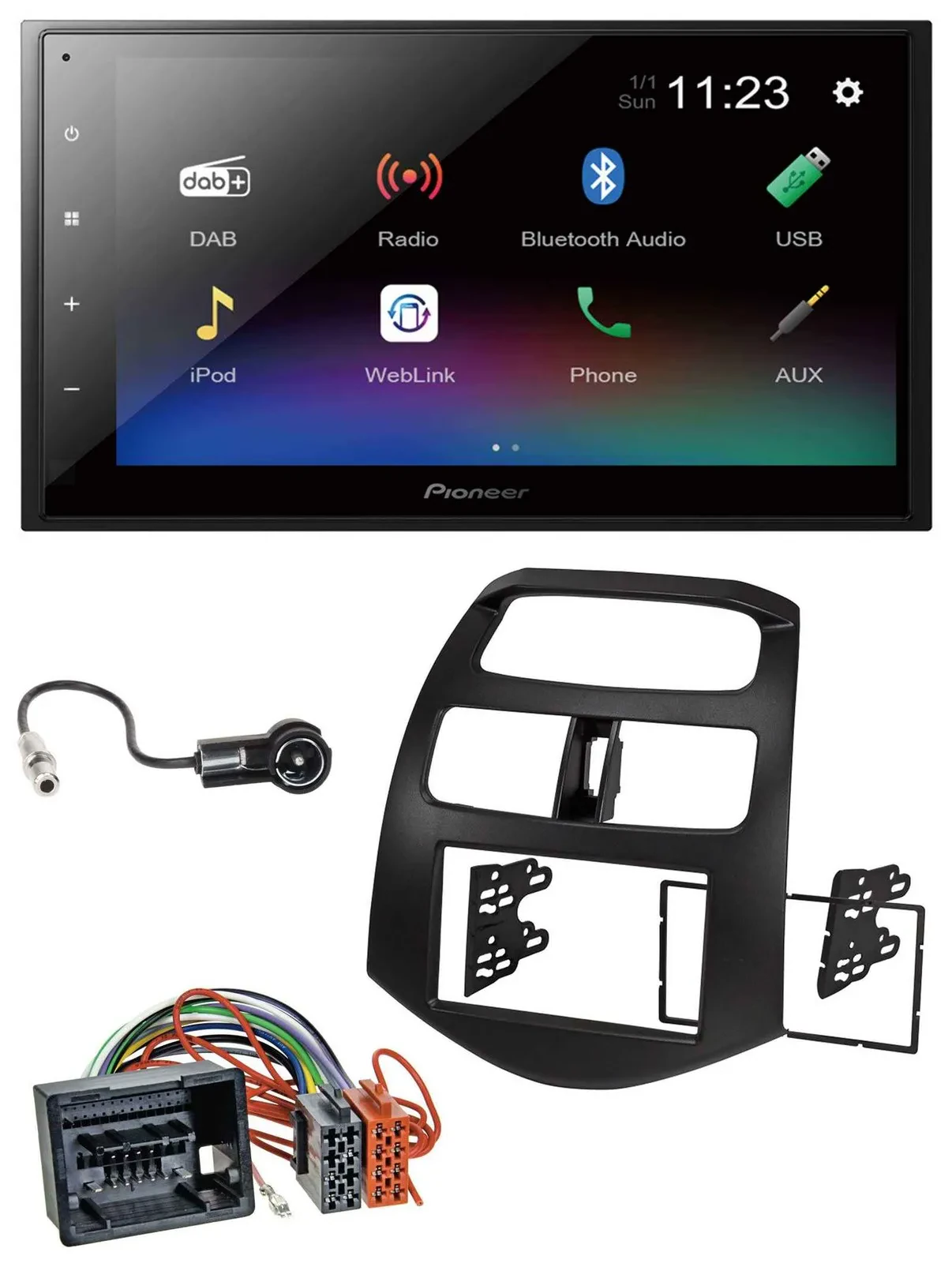Pioneer USB Bluetooth DAB 2DIN MP3 Autoradio für Chevrolet Spark ab 2013