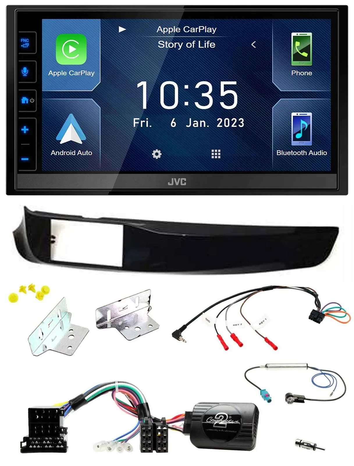 JVC DAB Bluetooth Lenkrad USB 2DIN Autoradio für Alfa Giulietta 940 10-14 schwar