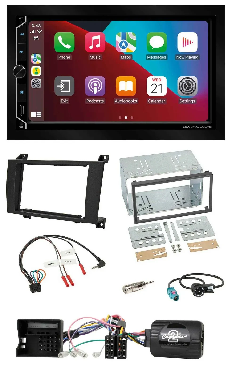 Автомагнитола ESX 2DIN DAB, Bluetooth, USB для Mercedes SLK R171 (2004–2008)