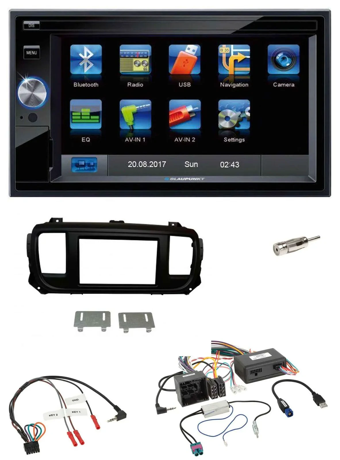 Blaupunkt 2DIN Bluetooth TMC USB Lenkrad SD Navigation für Citroen Jumpy Spaceto