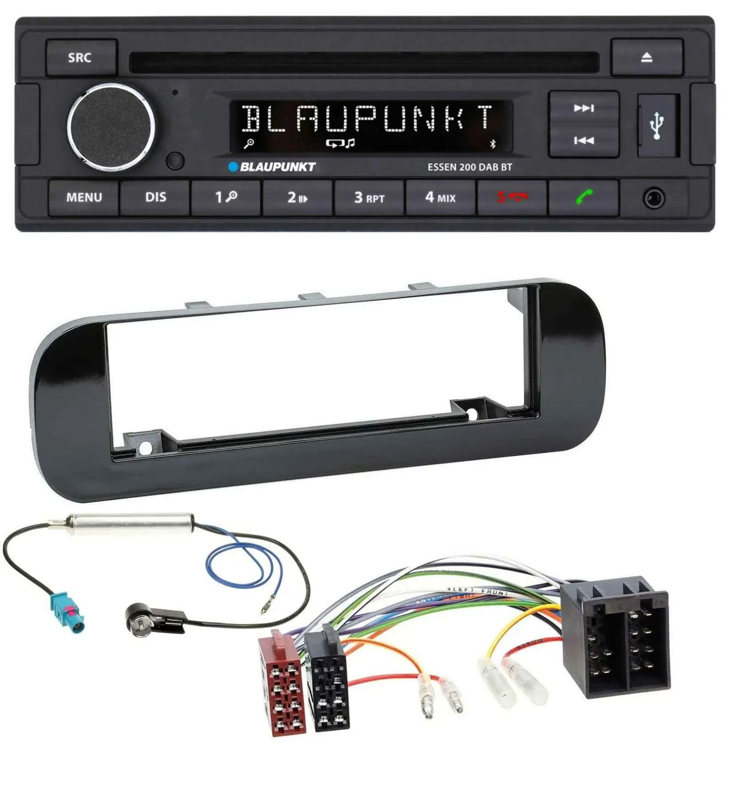 Blaupunkt USB MP3 Bluetooth DAB CD Autoradio für Fiat Panda (ab 2012) - glänzend