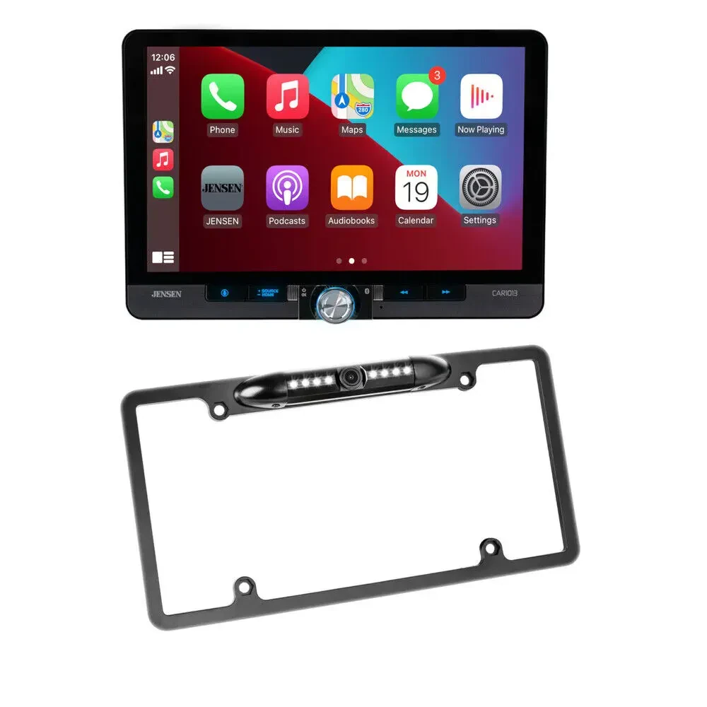 Автомагнитола Jensen CAR1013 10.1" 1 DIN с камерой заднего вида (на рамке номера)