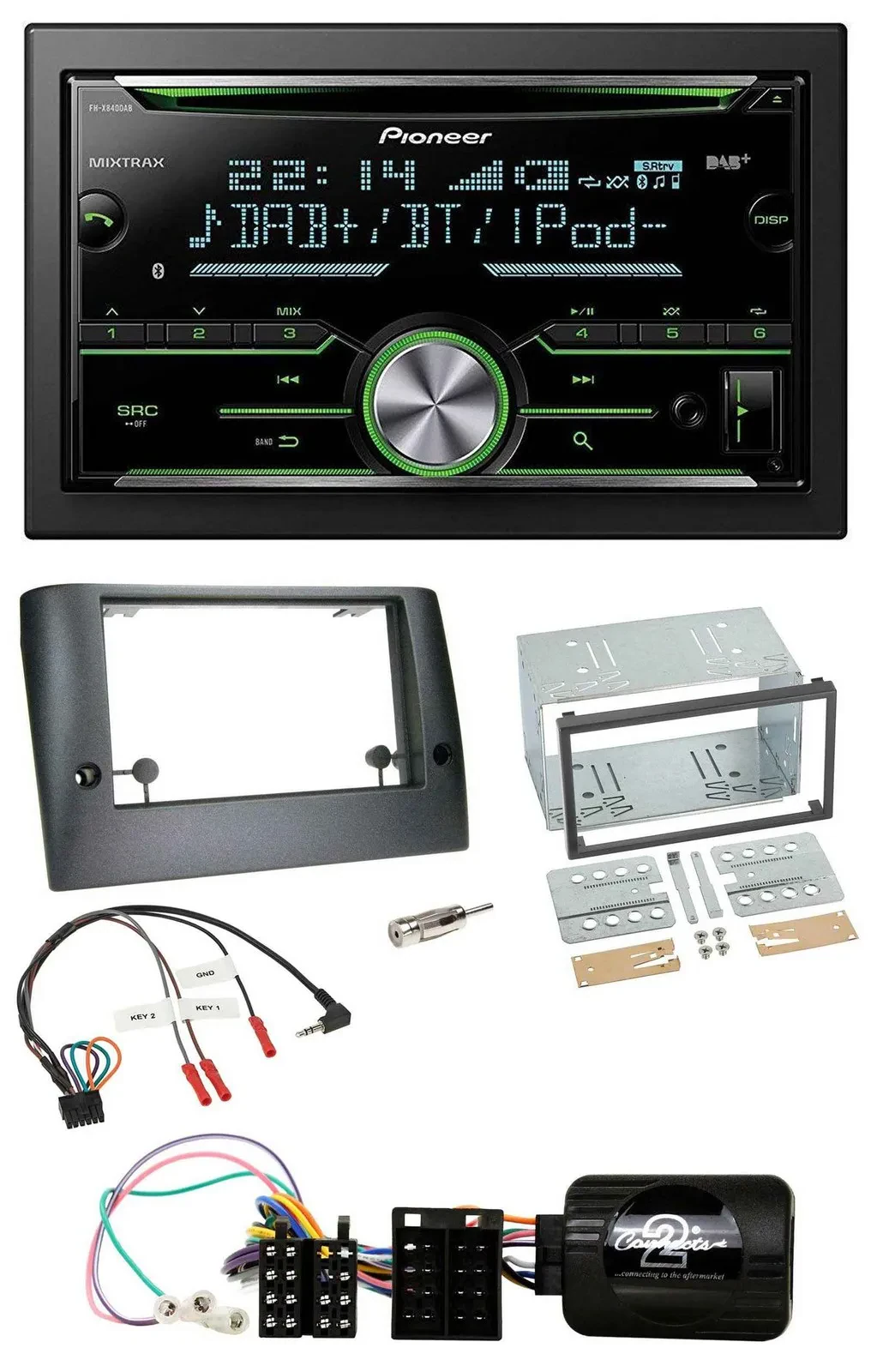 Автомагнитола для Fiat Stilo 2005–2007 Pioneer Bluetooth DAB 2-DIN USB CD