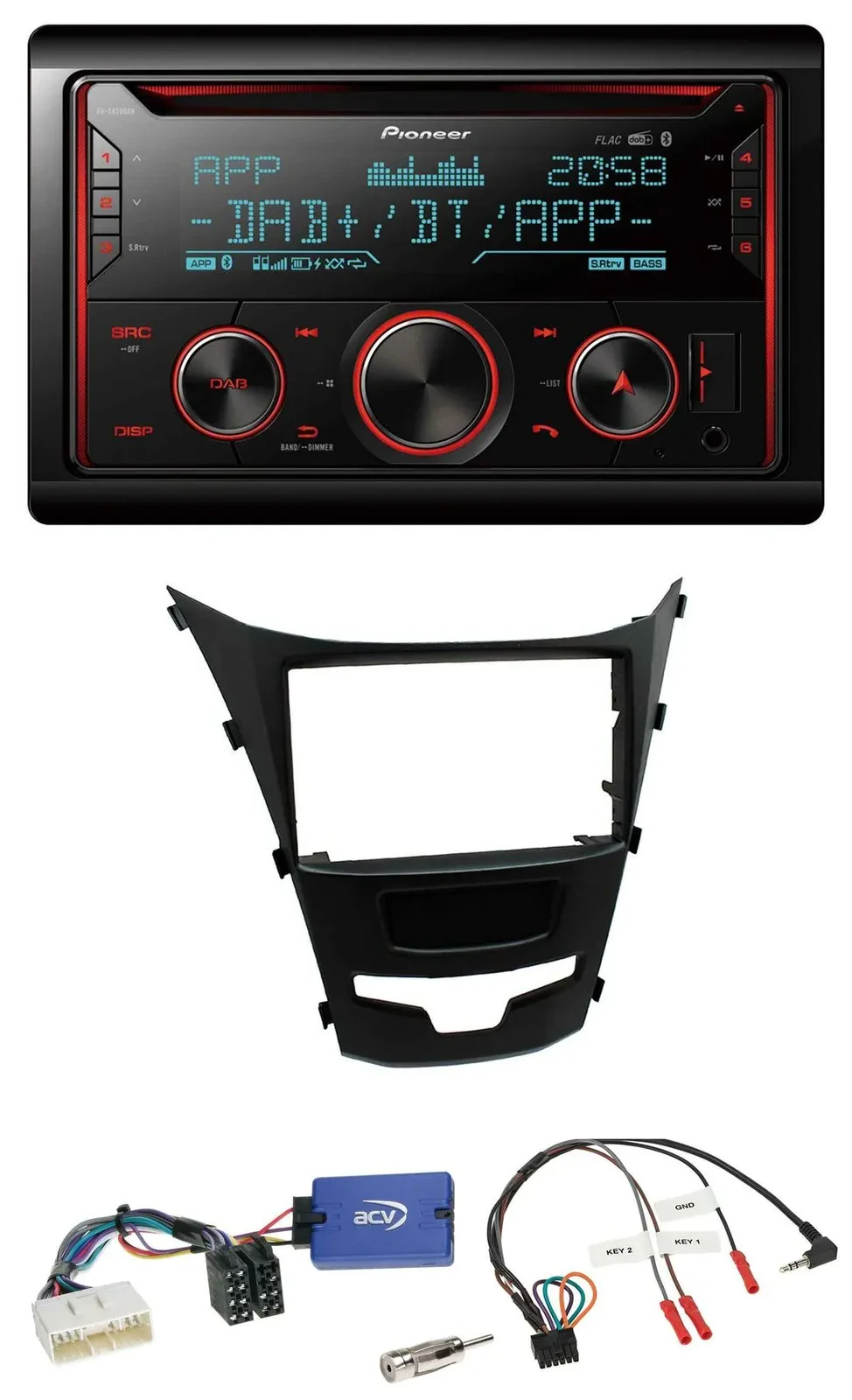 Автомагнитола для SsangYong Korando (с 2013) Pioneer 2-DIN, DAB, Bluetooth, USB, CD, поддержка управления с руля