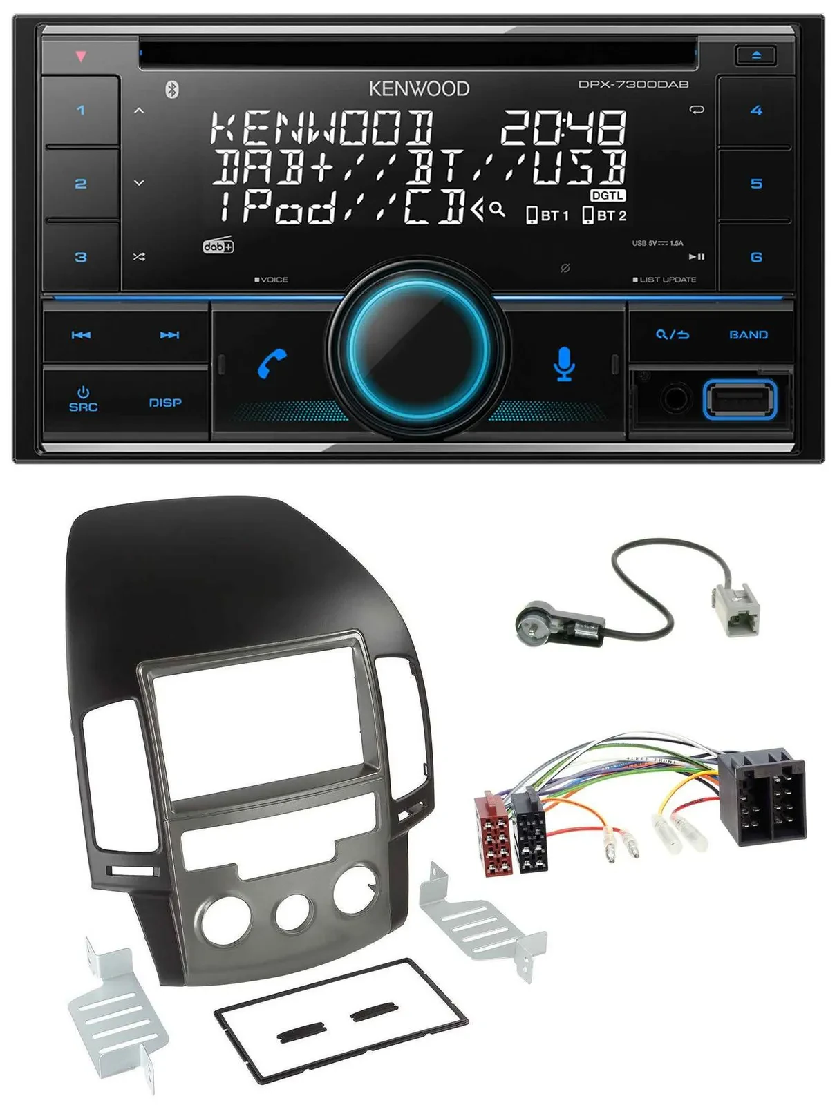 Автомагнитола Kenwood 2-DIN, CD, DAB, USB, MP3, Bluetooth для Hyundai i30 (с 2008)