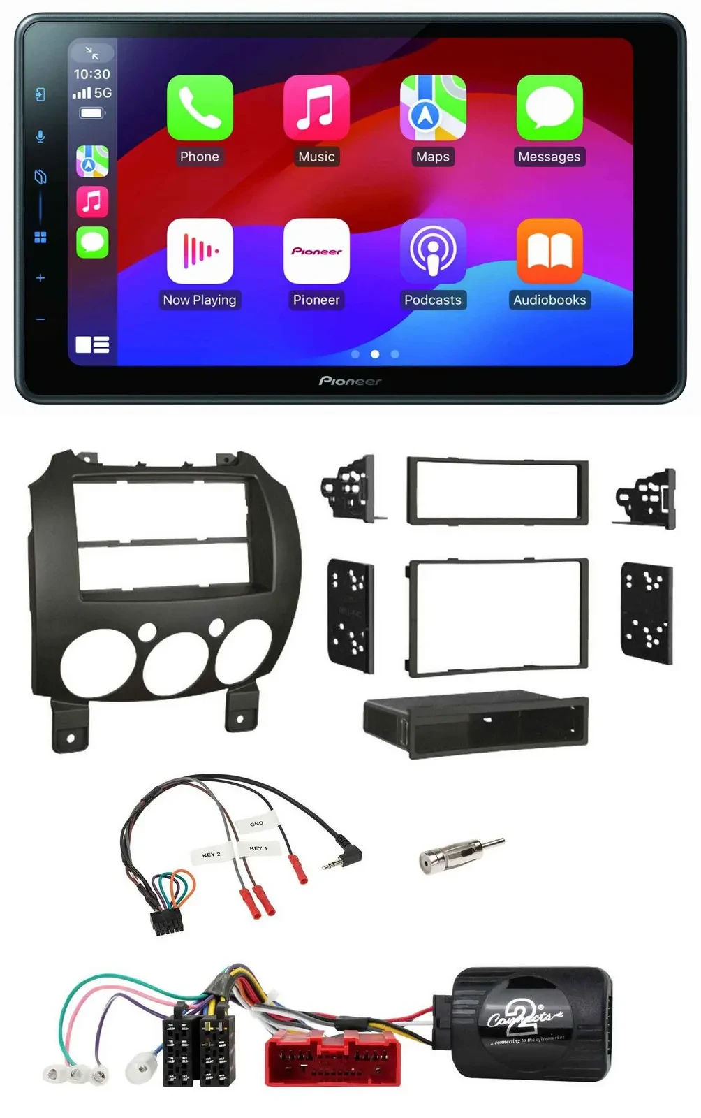 Pioneer Bluetooth 2DIN USB Lenkrad DAB Autoradio für Mazda 2 2007-2014