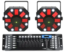 2) Chauvet DJ Swarm 5 FX ILS RGBAW Rotating Derby/Laser/Strobe Lights+Controller