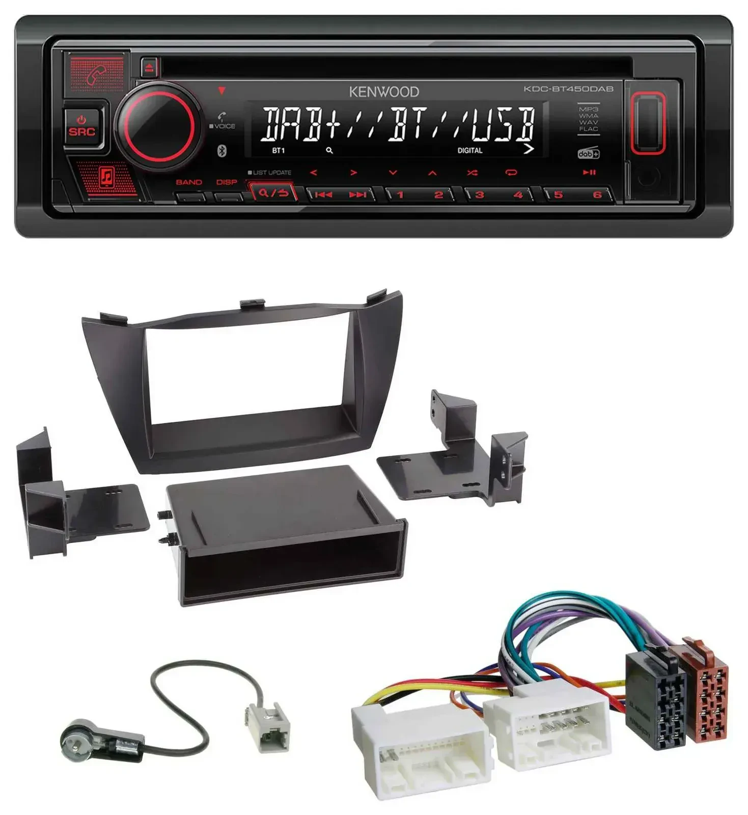 Автомагнитола для Hyundai Tucson (2010-2015) Kenwood MP3, CD, USB, Bluetooth, DAB