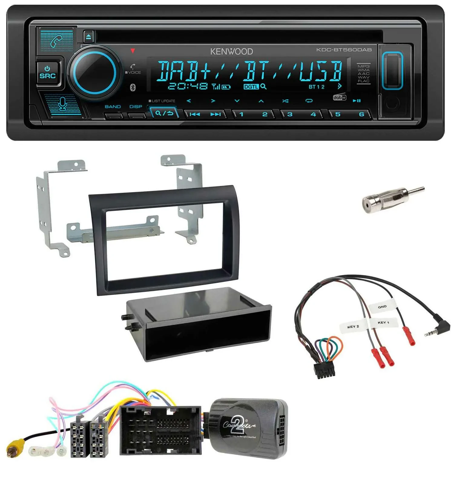 Автомагнитола для Citroen Jumper (с 2014) Kenwood Bluetooth, DAB, CD, USB, управление с руля