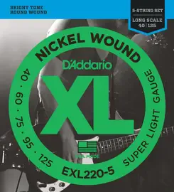 Струны для 5-струнной бас-гитары D'Addario EXL220-5 40-125