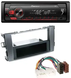 Pioneer DAB 1DIN MP3 AUX USB Autoradio für Toyota Auris 07-12 anthrazit-grau