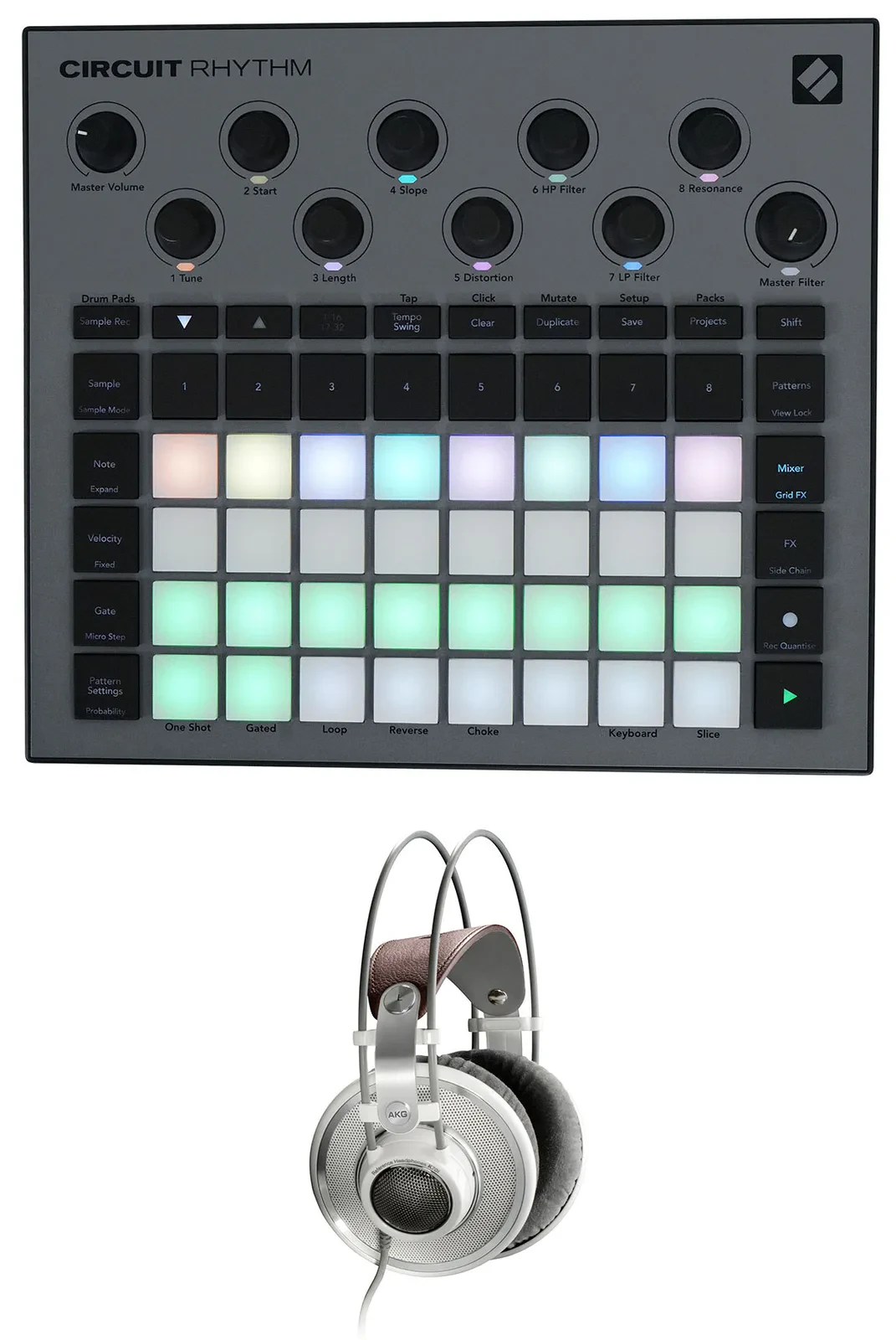 AKG K701 Studio Recording Reference Headphones+Novation Circuit Rhythm Groovebox