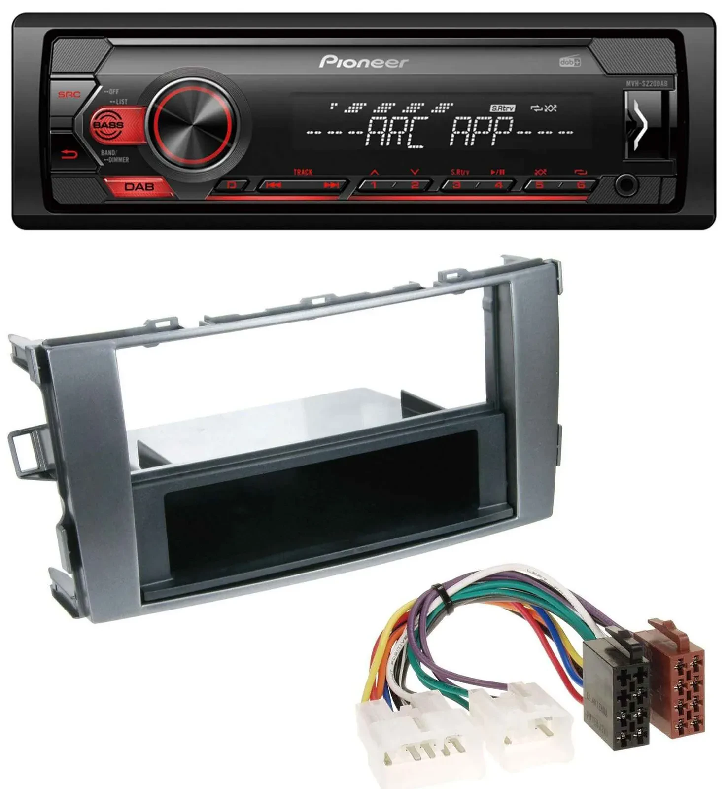 Pioneer DAB 1DIN MP3 AUX USB Autoradio für Toyota Auris 07-12 anthrazit-grau