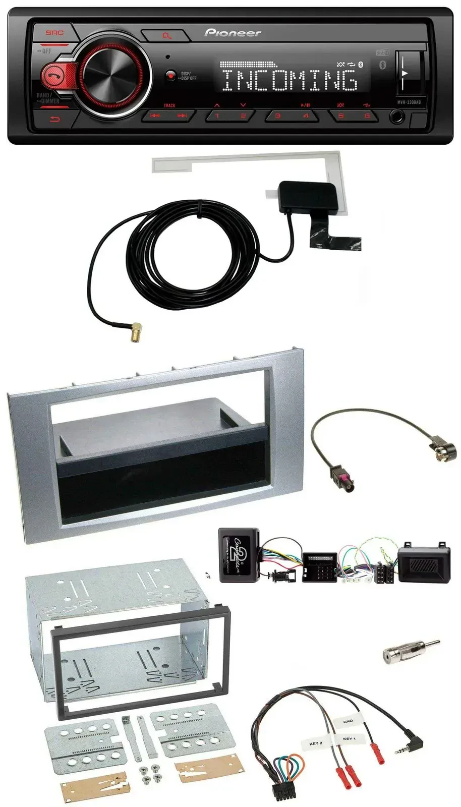 Pioneer MP3 Lenkrad CD DAB USB Autoradio für Ford Kuga 2008-2012 silber