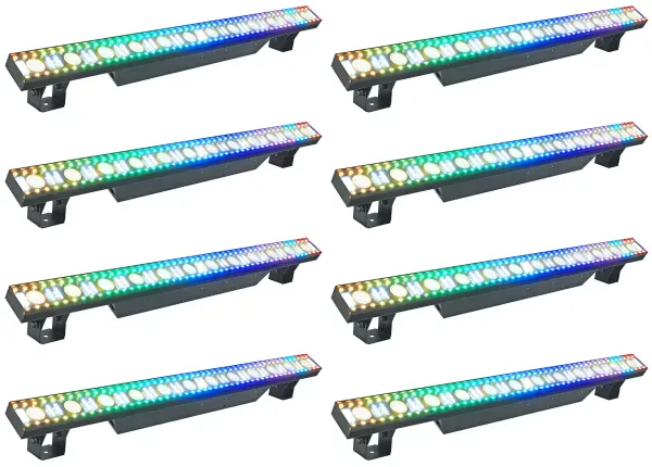 (8) Rockville Pixel Hybrid Bar Battery Linear Wash/Strobe/Blinder Light Strips