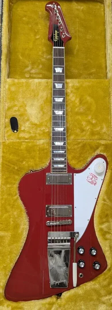 Epiphone 1963 Firebird V Maestro Vibrola Electric Guitar Ember Red + hard Case