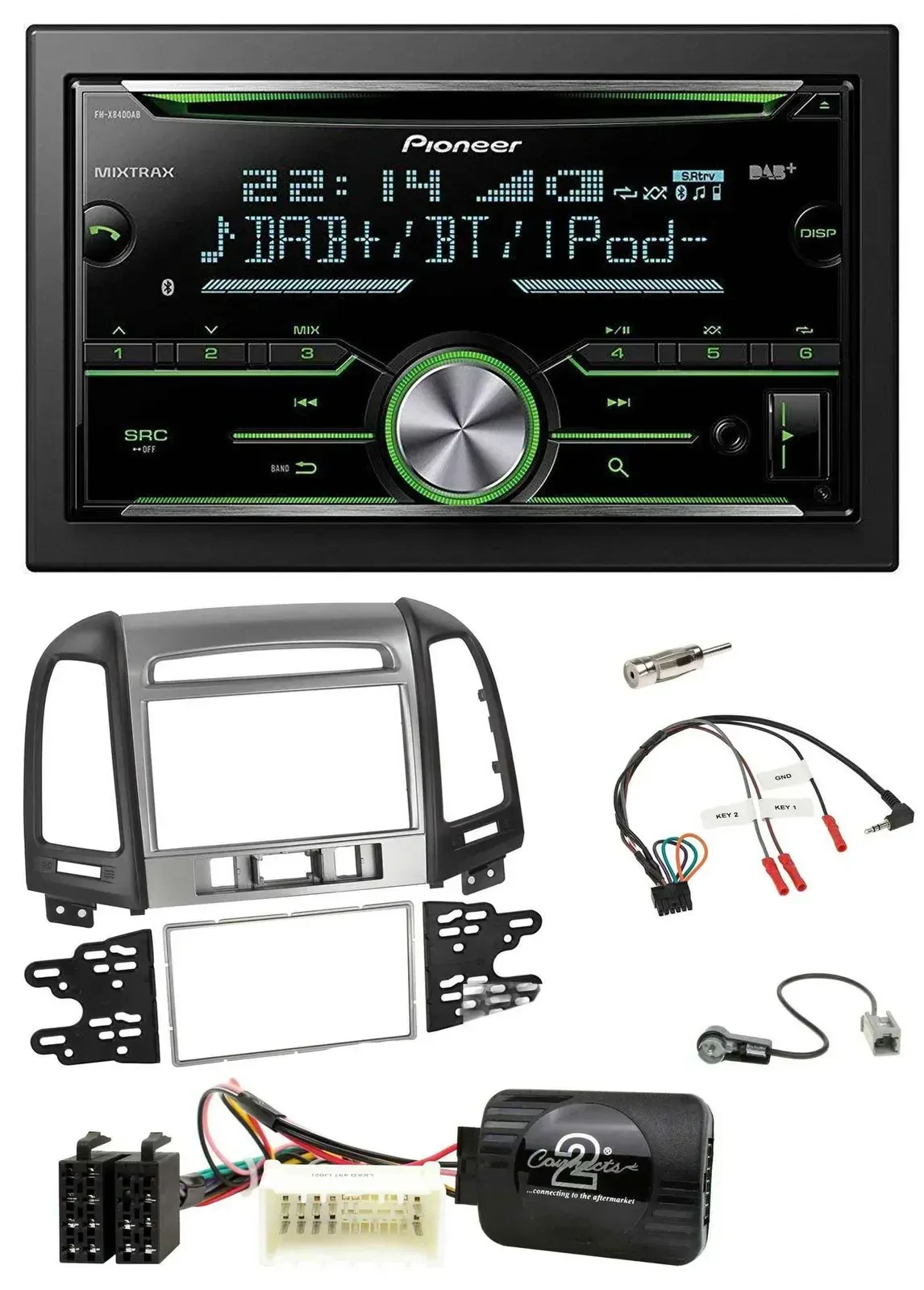 Автомагнитола для Hyundai Santa Fe 3 Pioneer 2-DIN, Bluetooth, DAB, USB, CD