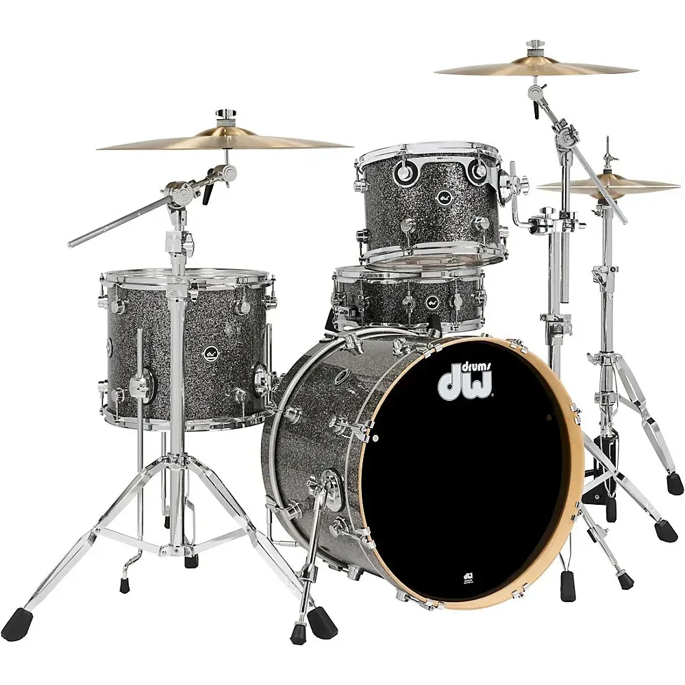 DW DWe Wireless A/E Convertible 4-Piece Drum Set W/20" Bass,Cymbals Black Galaxy