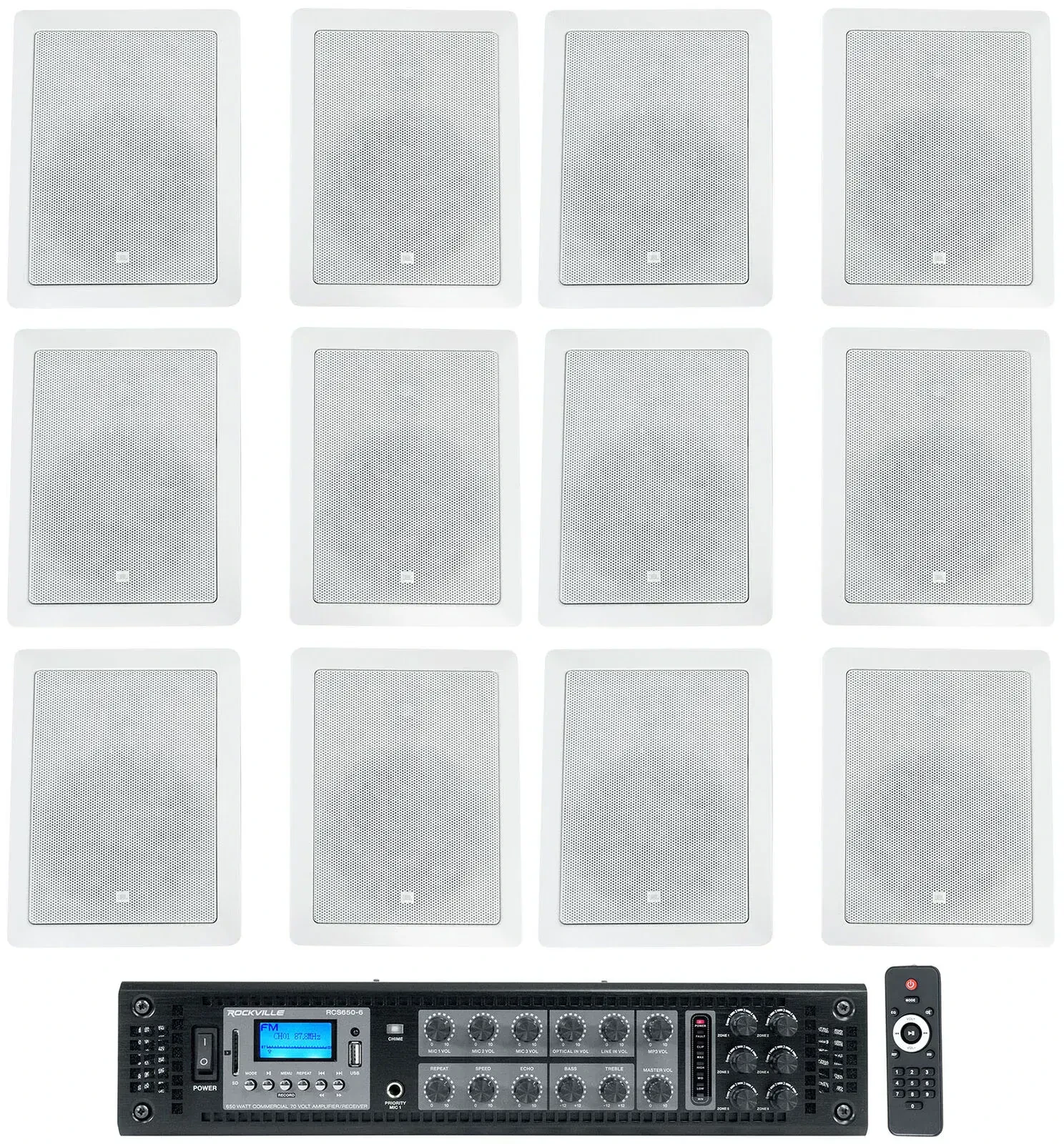 Настенная акустика Rockville RCS650-6+(6) CONTROL 126WT White с усилителем (12 штук)