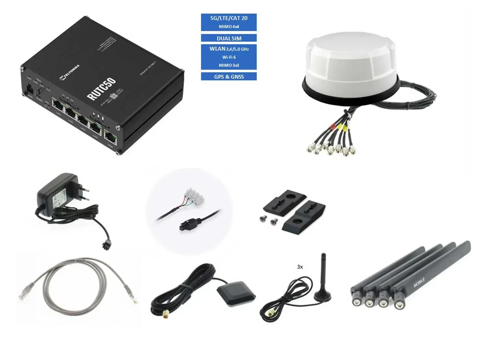 Teltonika 5G WLAN Router RUTC50 mit ANT510 weiß - TEL-RUTC50-510