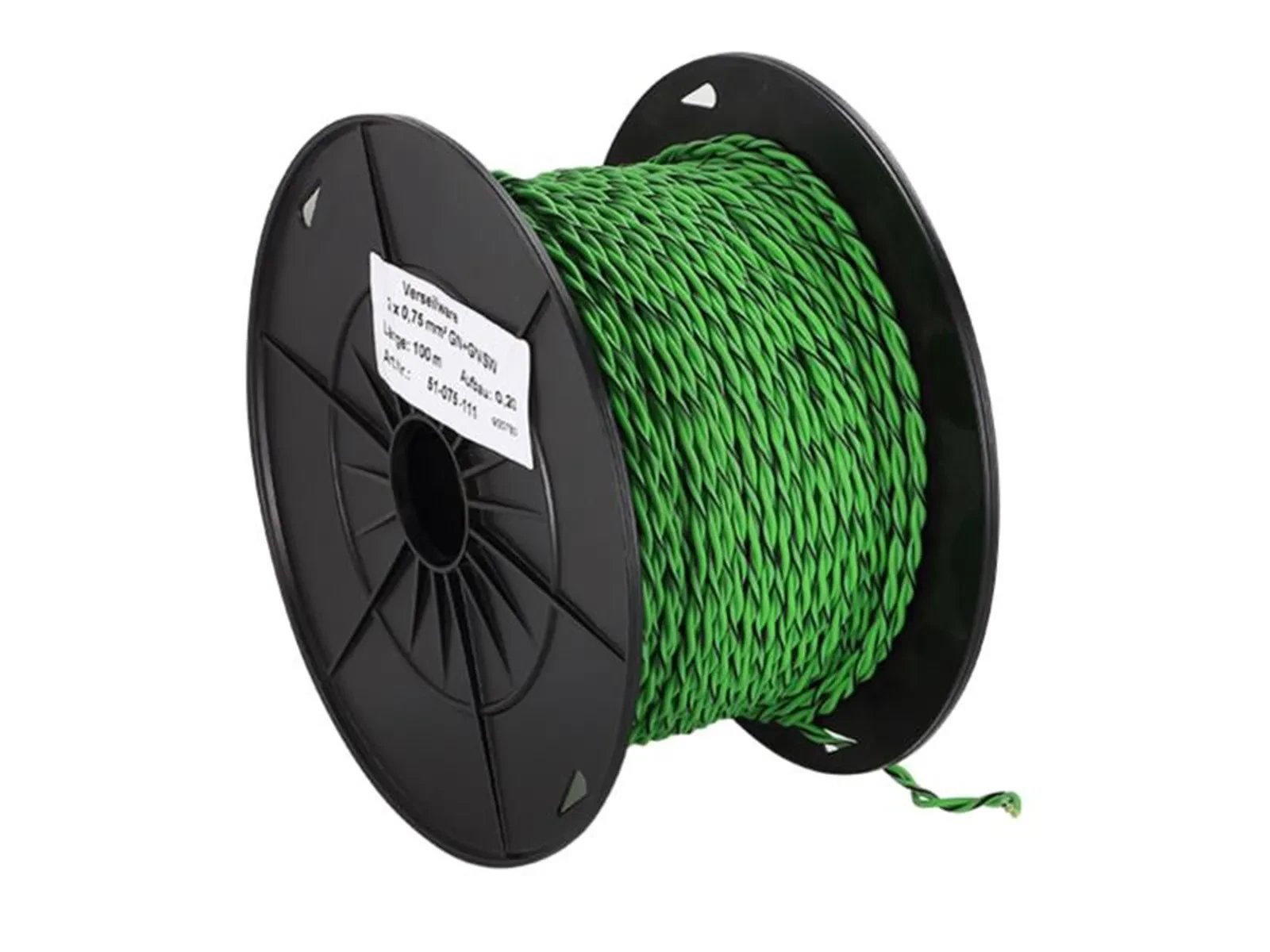 Спикерный кабель ACV 51-075-111 2x0.75 мм², 100 м, зелёный/зелёно-чёрный, скрученный