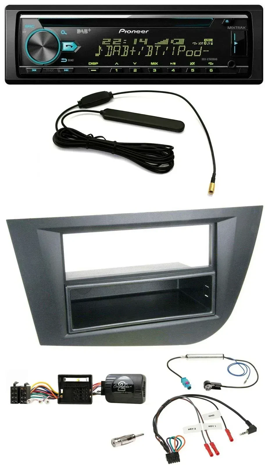 Автомагнитола Pioneer CD MP3 DAB USB для Seat Leon 2005–2010, черная