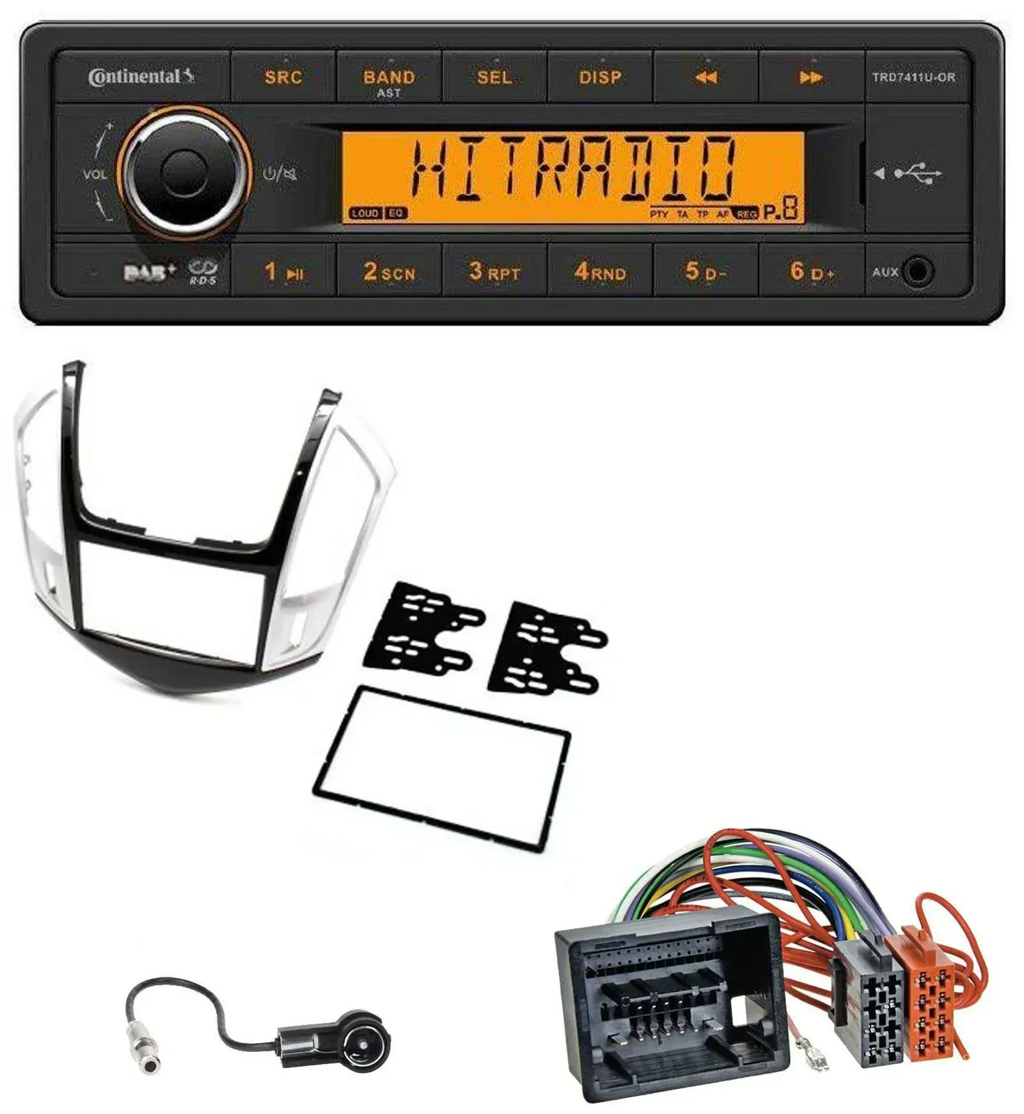 Автомагнитола для Chevrolet Cruze 2011–2016 Continental 1DIN DAB MP3 AUX USB серебристая