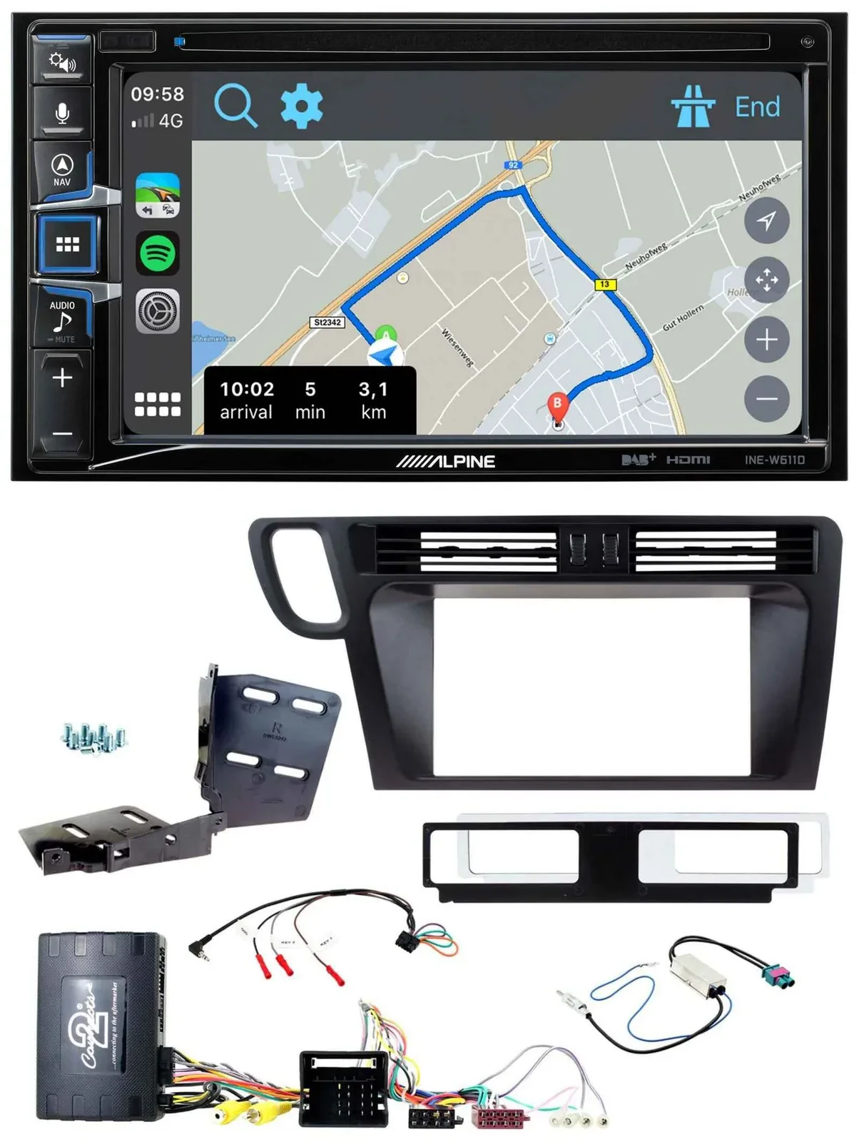 Alpine DAB TMC Bluetooth 2DIN USB Lenkrad Navigation für Audi Q5 8R 08-17 Infoad
