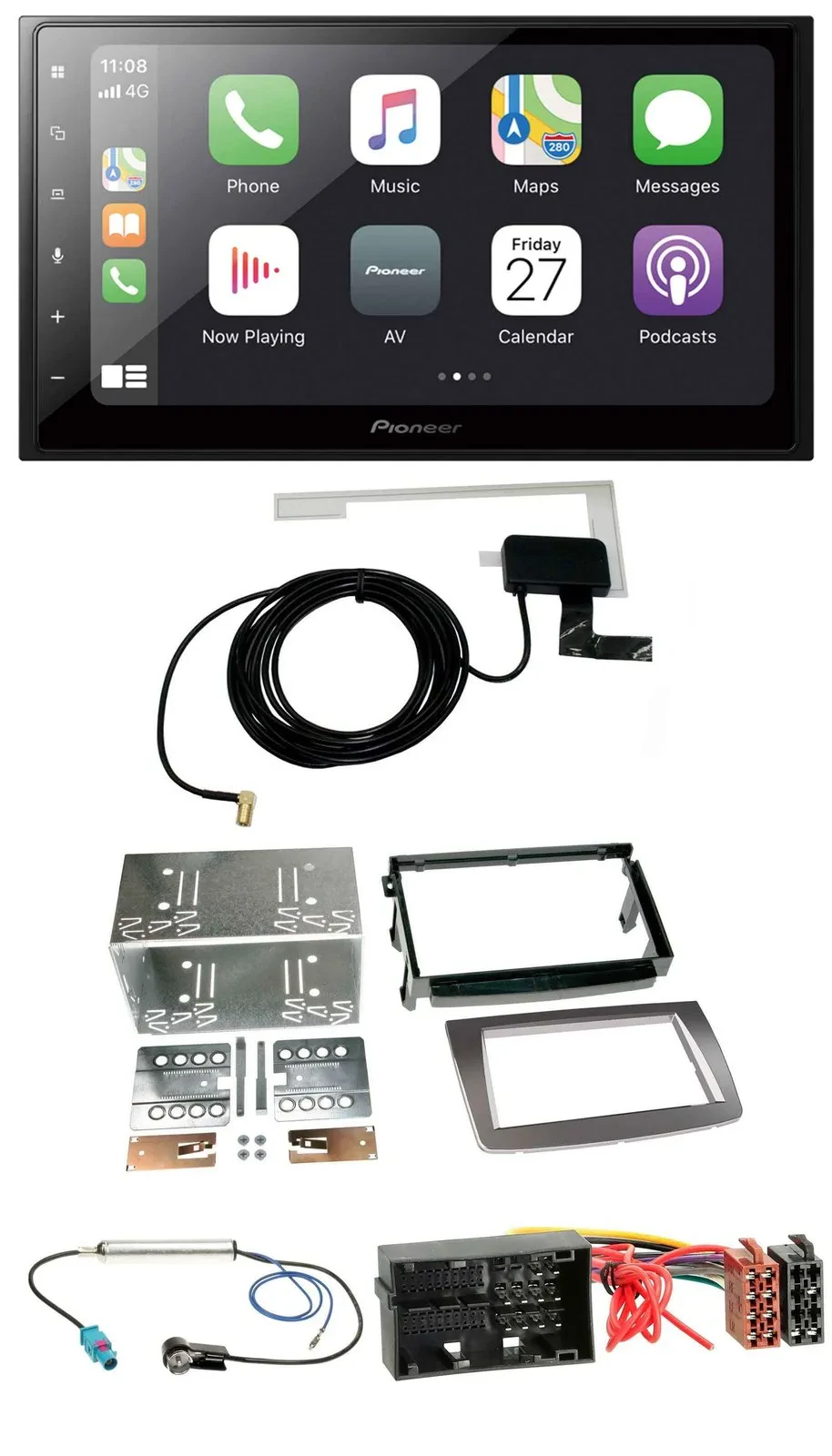 Автомагнитола для Alfa Romeo Mito Pioneer 2DIN Bluetooth DAB USB, серебристый