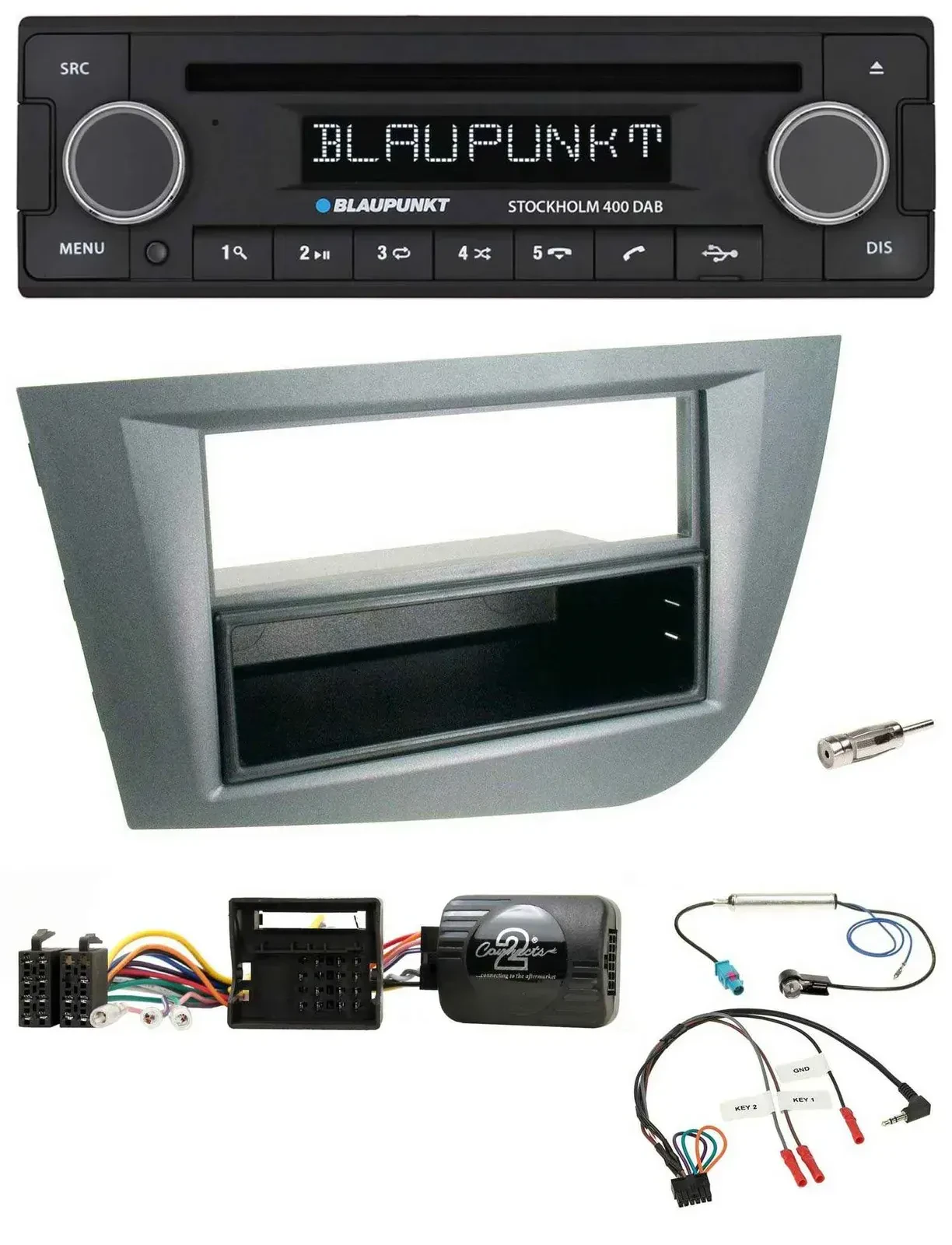Blaupunkt Lenkrad Bluetooth DAB CD USB Autoradio für Seat Leon 2005-2010 dunkelg