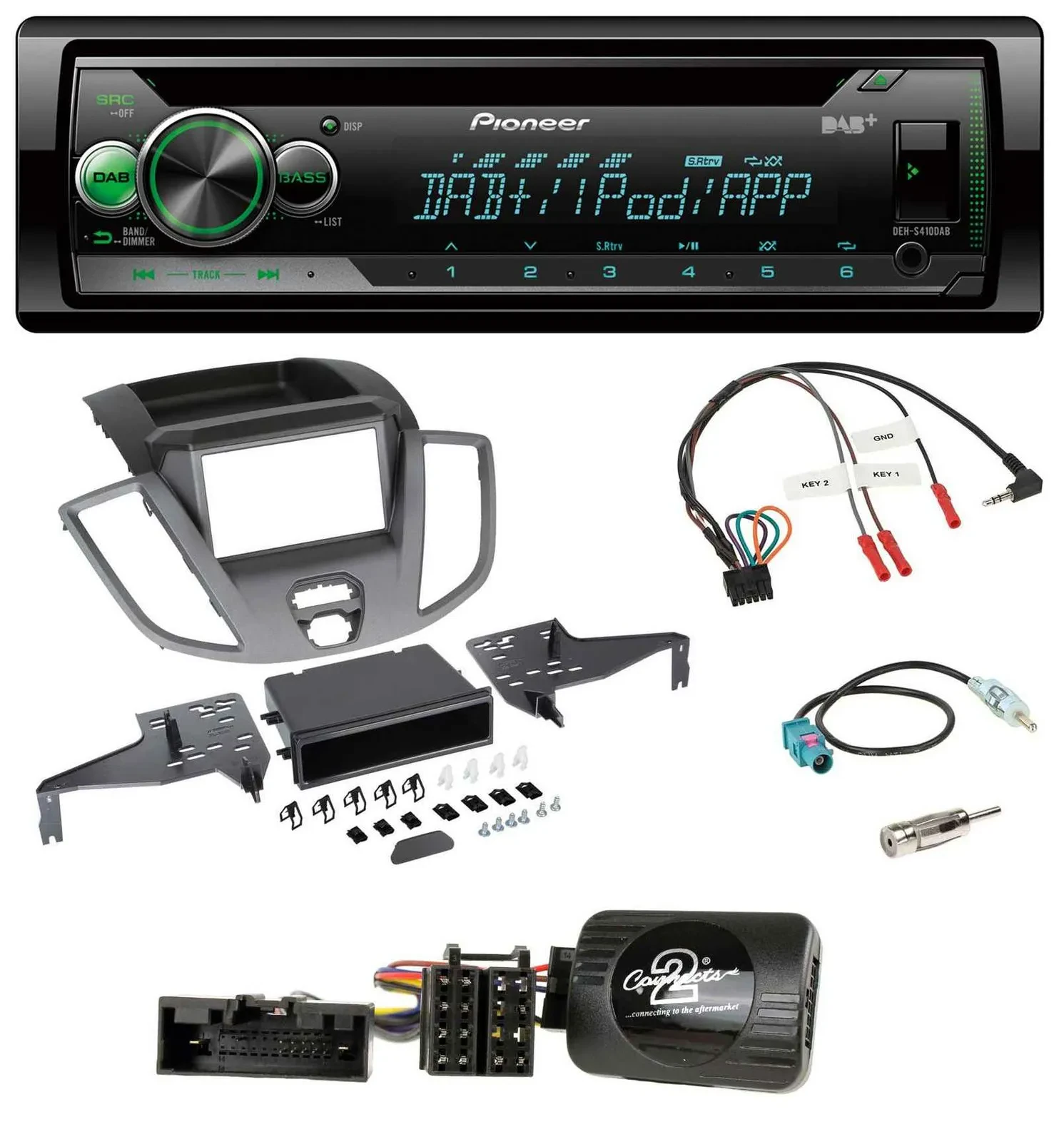 Pioneer USB MP3 DAB Lenkrad CD Autoradio für Ford Transit V363 15-18 ohne Displa
