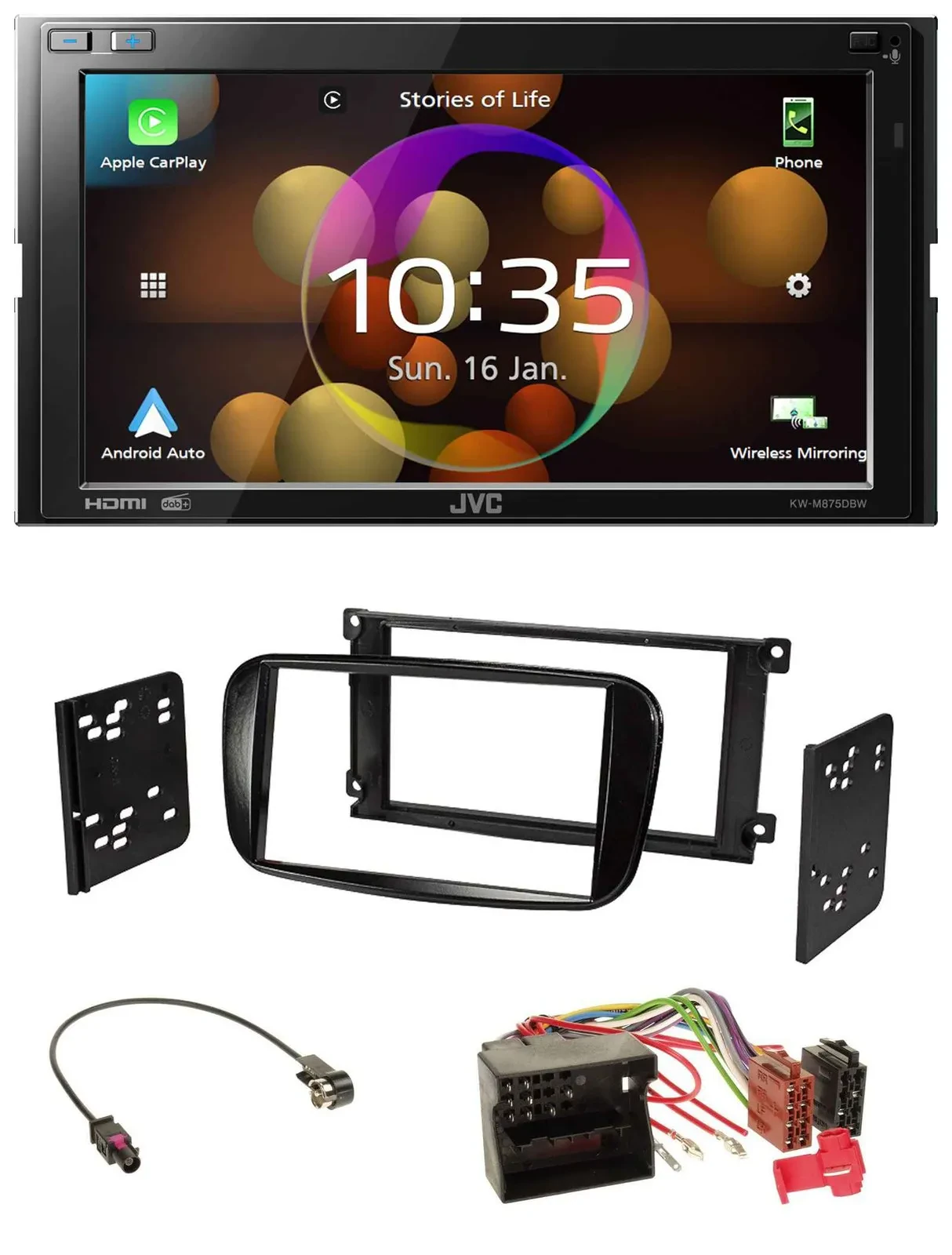 JVC DAB MP3 2DIN Bluetooth USB Autoradio für Ford C-Max Focus Galaxy ab 2007 glä