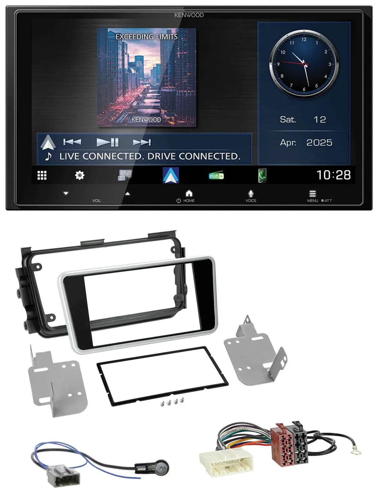 Kenwood Bluetooth 2DIN USB DAB MP3 Autoradio für Nissan Micra ab 2017 schwarz gl
