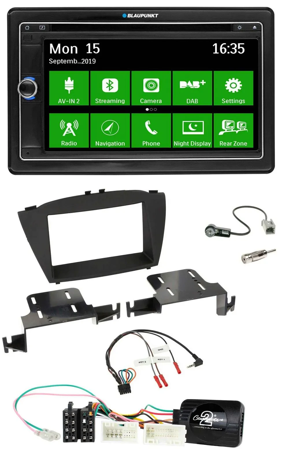 Blaupunkt Bluetooth 2DIN Lenkrad DAB USB TMC Navigation für Hyundai ix35 ab 2013