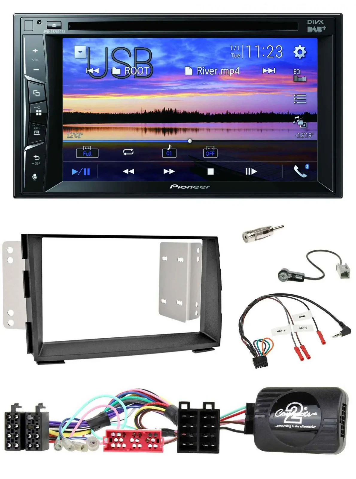 Pioneer Bluetooth 2DIN USB DVD DAB Lenkrad Autoradio für Kia Venga 2010-2019