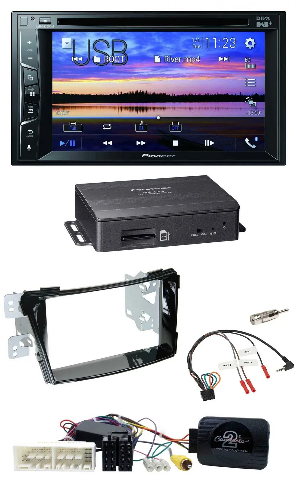 Pioneer 2DIN TMC DAB Lenkrad USB Bluetooth Navigation für Hyundai i40 ab 16 VF K