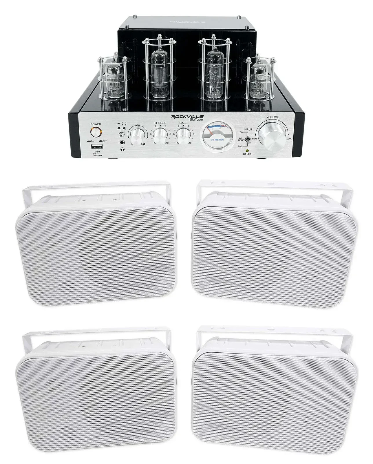 Настенная акустика Rockville HP65S-8 White с усилителем (4 штуки)