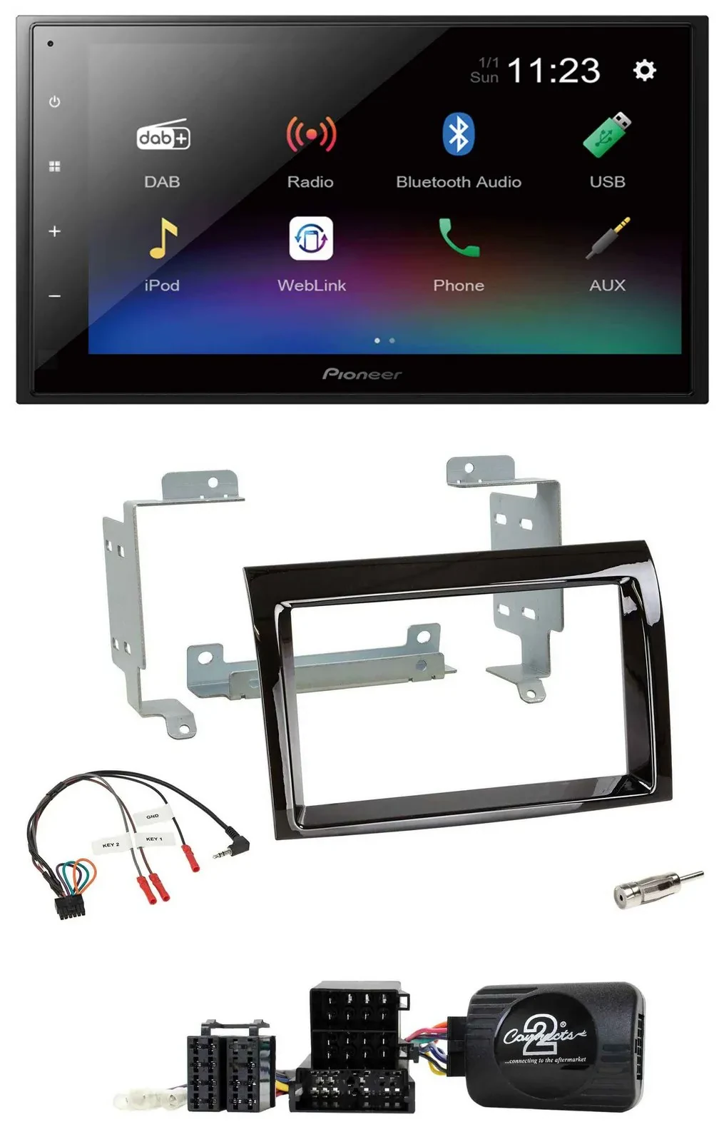 Pioneer USB Bluetooth DAB 2DIN Lenkrad Autoradio für Fiat Ducato 2006-2008 piano