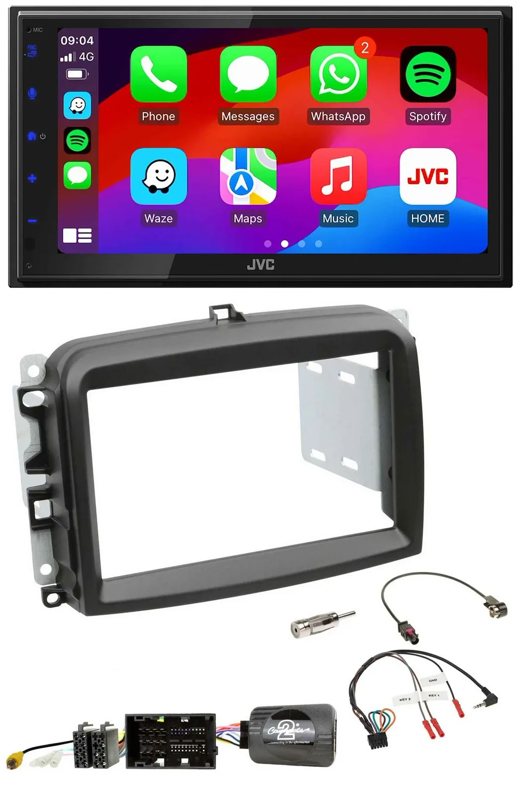 JVC Bluetooth USB Lenkrad 2DIN DAB Autoradio für Fiat 500 L ab 2012